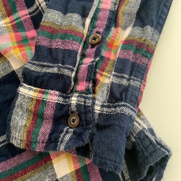 Hollister Plaid Navy Pink White Yellow Teal Flannel long sleeve button down- M - Picture 9 of 9